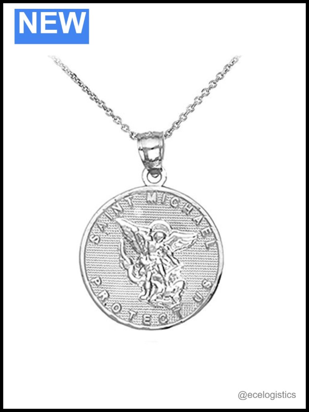 925 Sterling Silver Saint Michael Medal Protection Charm Pendant Necklace